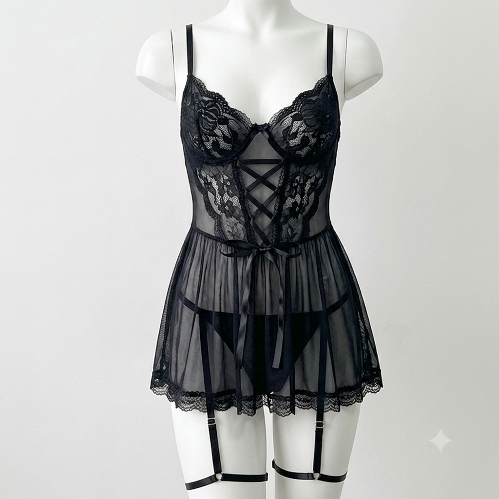 Vestido de Noche Encanto con Encaje Meta