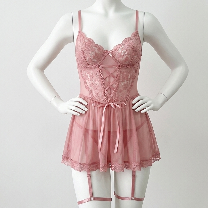 Vestido de Noche Encanto con Encaje Meta